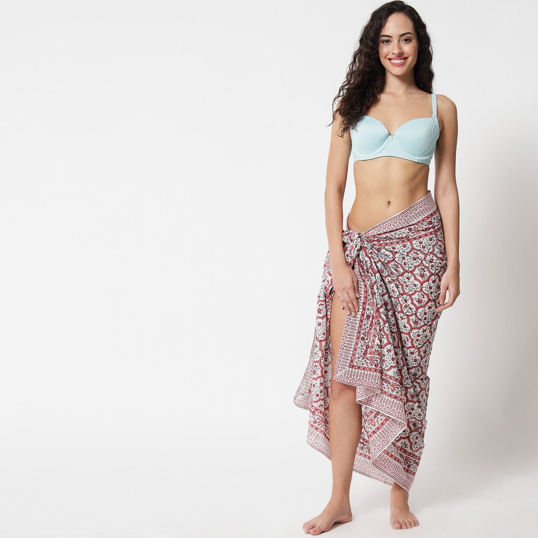 Buy Sarong Beach Wrap With Buckle/clip Hand Block Print Pareo Online in India