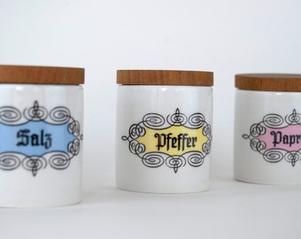 3 great porcelain spice tins from Alka Kunst Bavaria - 50s