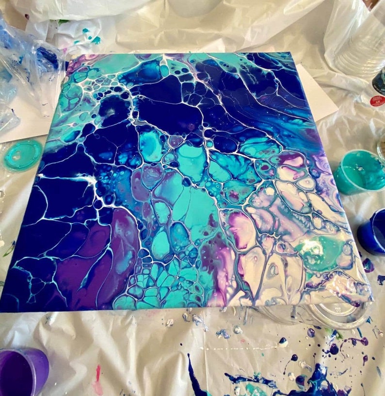 Virtual DIY Paint Pouring Kit for Virtual Fluid Art Class by Etsy