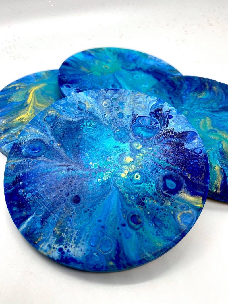 Fluid Art DIY Coaster Kits Liquid Acrylic Poured Coasters Etsy