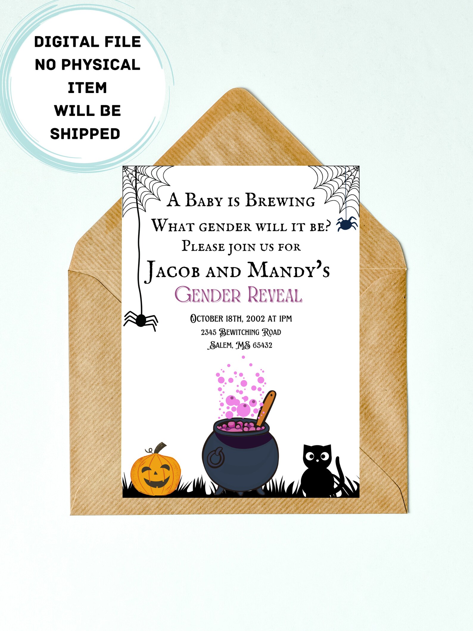 Halloween Gender Reveal Invitation Digital - Etsy