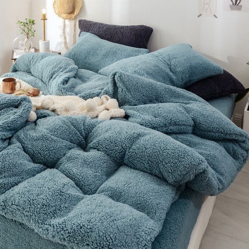 teddy fleece super king duvet set