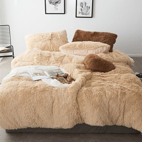Neutrals Faux Fur Super Soft Duvet Cover Set Etsy Canada