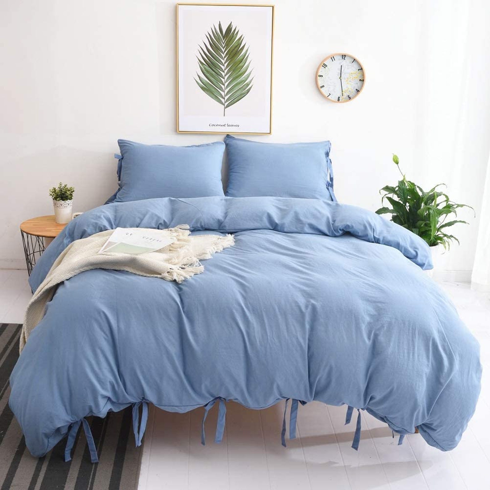 Linen Microfiber Duvet Cover Set with Ties Neutral Colors Etsy