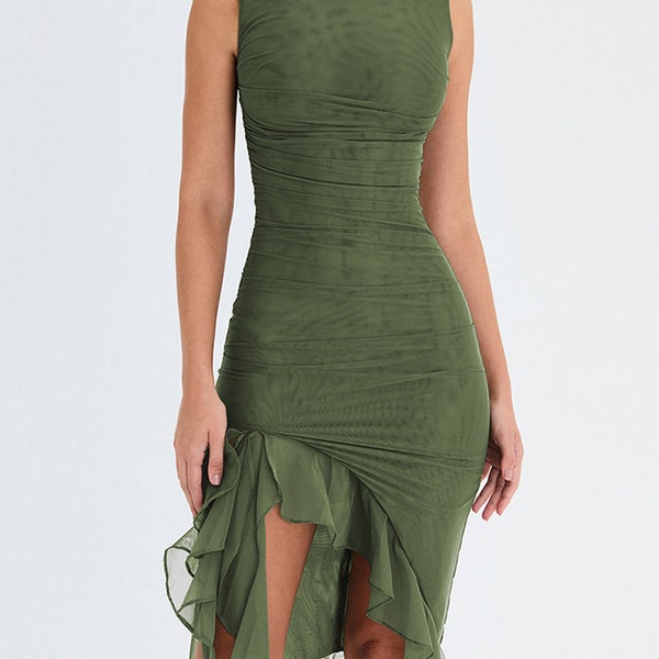 ruched asymmetrical dress
