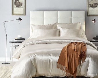 * Solid Satin Bedding Pillowcases Quilt Duvet Cover Set  Queen King Size 3PCS #2 
