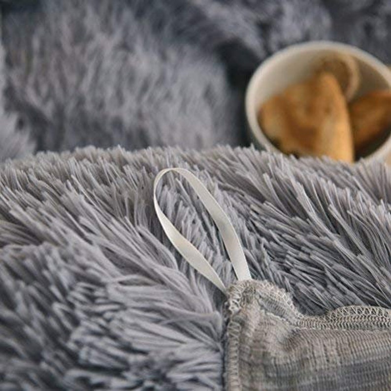 Grey Faux Fur Super Soft Duvet Cover Set Twin Queen King Etsy Canada