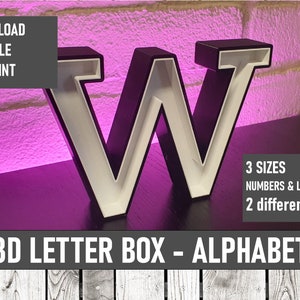 Ledbox Alphabet, STL file, Font ABC, Digital files, 3D model, 3D printed,