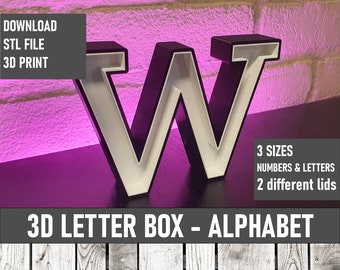 Ledbox Alphabet, STL file, Font ABC, Digital files, 3D model, 3D printed,