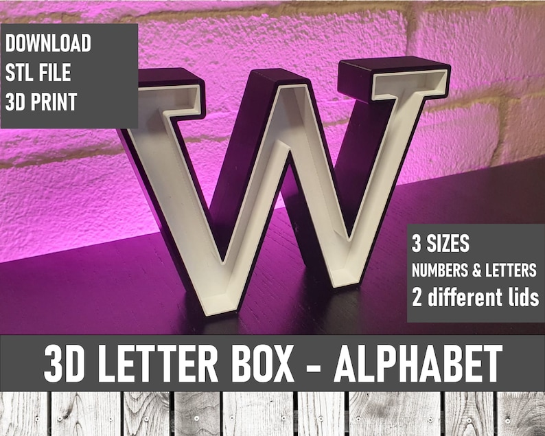 Stl Letters Ledbox Alphabet, STL File, Font ABC, Digital Files, 3D Model, 3D ...