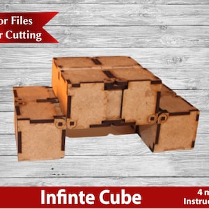 Infinite Cube 4mm  DFX File for laserReal working all wood Kit DIY buildingkit Vector project for lasercutter