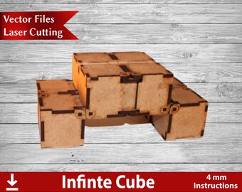 Infinite Cube 4mm  DFX File for laserReal working all wood Kit DIY buildingkit Vector project for lasercutter