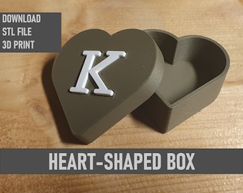 3D Juwelry Box Heart Shape, STL file, 3D printing ABC, Digital files, 3D model, 3D printed,