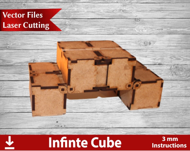 Infinite Cube 3mm DFX File for Laser Real Working All Wood Kit DIY