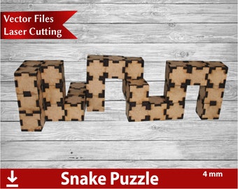 Snake puzzle  cube, snake toy,  4mm  Vector DFX SVG File for laser cutting  DIY buildingkit project for lasercutter