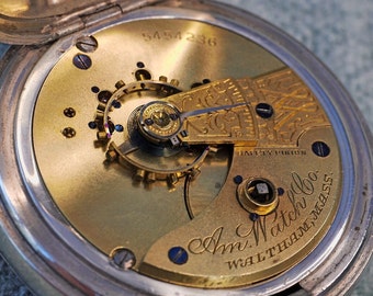 Large American Waltham Silver Cased Multi Jewel Pocket Watch