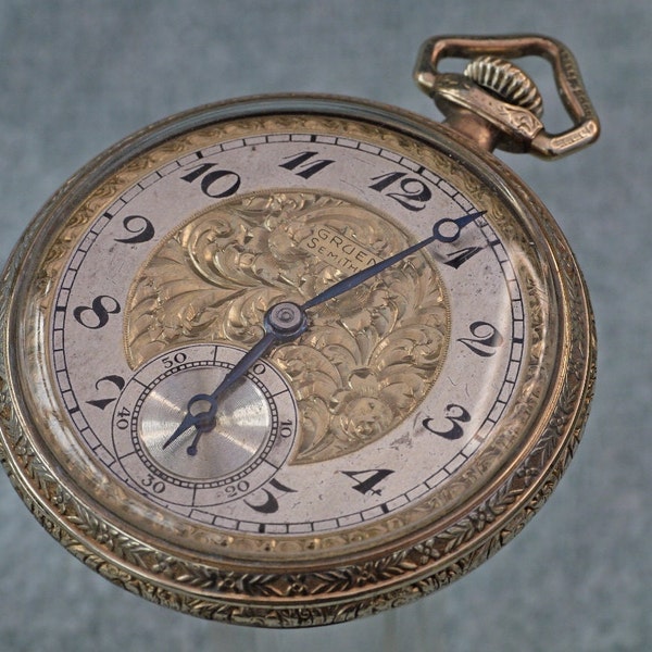 Gruen Semi Thin Art Deco Era Historic 17 jewel Gilded Pocket Watch