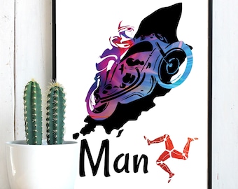 Isle of Man Motorbike SVG, Manx TT Racing, Motorcycle svg, Biker Island svg, Decals, Sublimation PNG | Digital Download | Printable Art