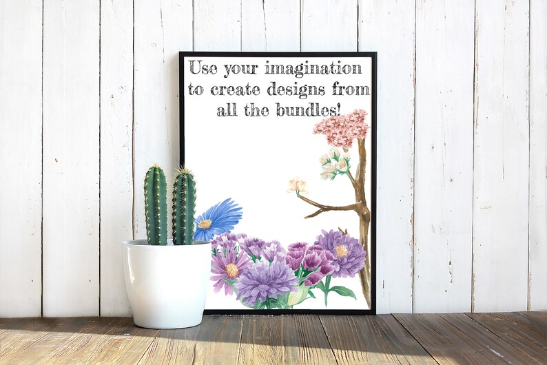 Purple Watercolor Flowers Bundle PNG Purple Flowers Floral | Etsy