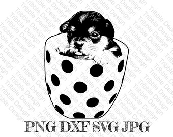 Pup in a cup SVG,DXF,PNG,cut file,puppy in cup,puppy svg,chihuahua puppy png,puppy in a cup dxf,chihuahua,for cricut,for cameo,digital file