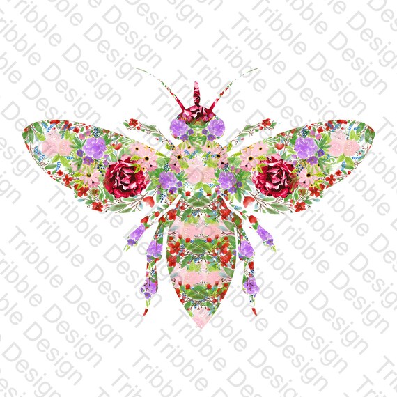 Download Clip Art Art Collectibles Digital Download Digital Art Honey Bee Floral Svg Bee Svg Heat Transfer Cut Files Printable Art Waterslide Decal Sublimation Png
