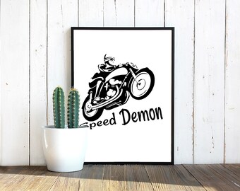 Speed Demon Motorbike svg, Motorcycle, Bike, Cut Files, Decals, Vinyl, JPG, Sublimation PNG | Digital Download | Printable Art | Digital Art