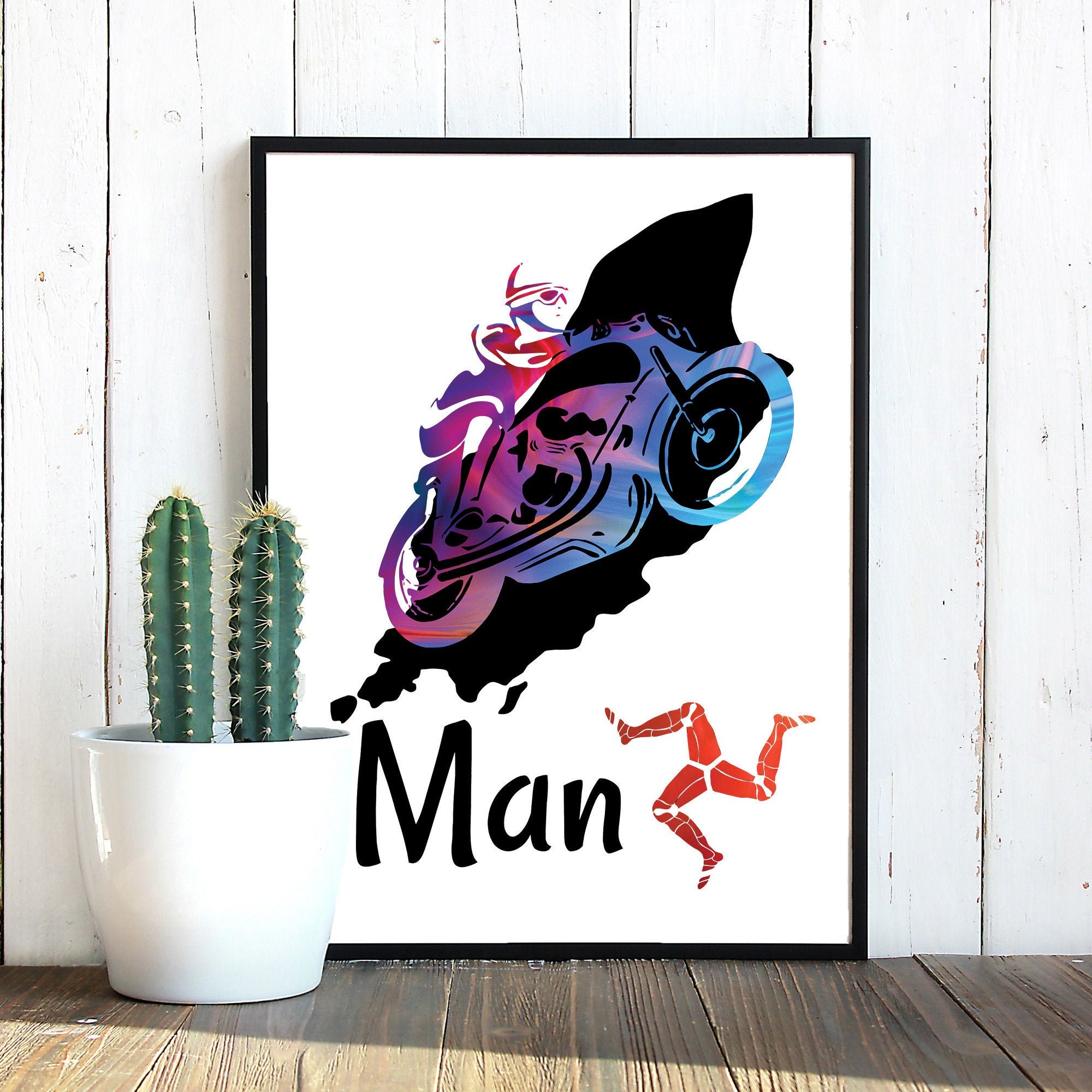 2 X TT ISLE OF MAN BIKER LINKS & RECHTS 10cmX6,5cm DEKO STICKER