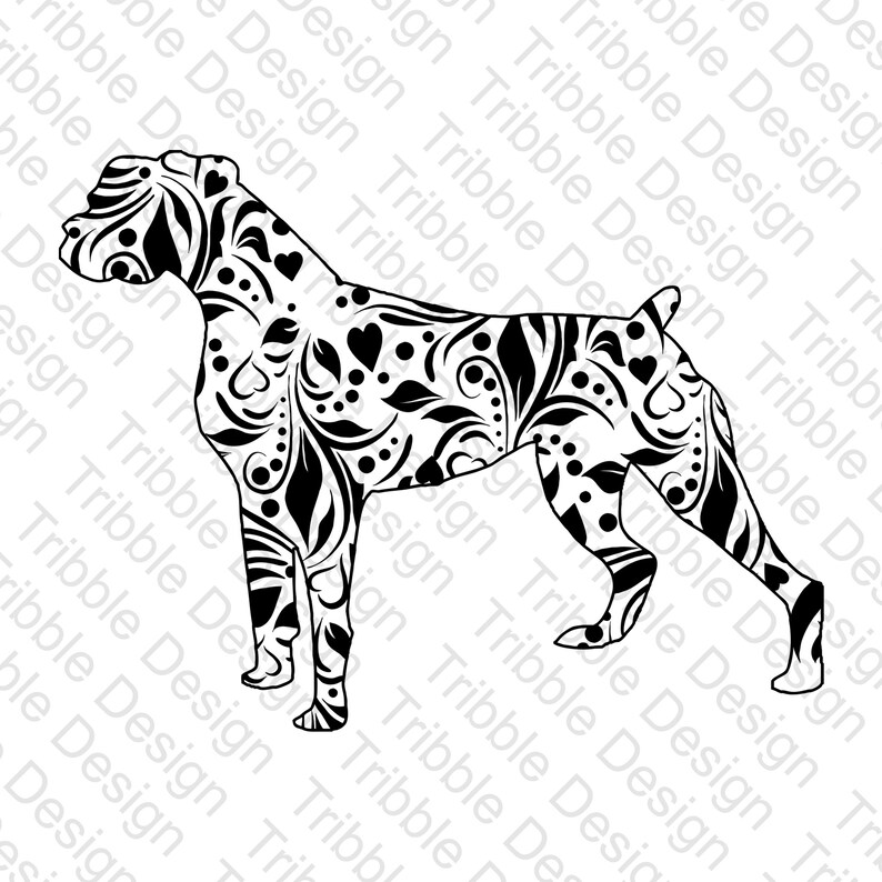 Download Mandala Boxer svg Doodle Boxer Boxer mandala Boxer dog svg ...