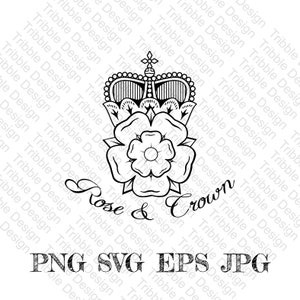 Rose and crown svg, Lancashire Rose, Svg Cuts Cut Files Decals JPG Sublimation PNG Digital Download Printable Art Digital Art image 2