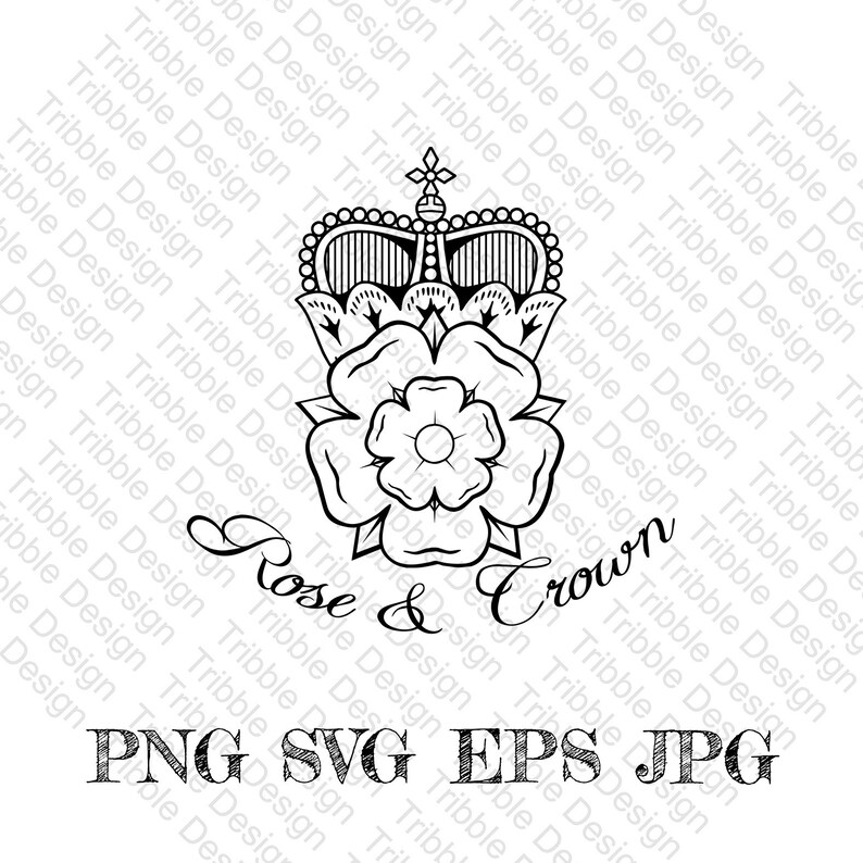 Rose and crown svg, Lancashire Rose, Svg Cuts Cut Files Decals JPG Sublimation PNG Digital Download Printable Art Digital Art image 2