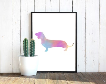 Watercolor Dachshund Silhouette, dachshund svg, wiener dog, SVG files, Sublimation PNG | Digital Download | Printable Art | Digital Art