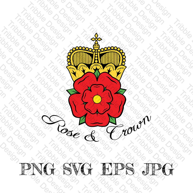 Rose and crown svg, Lancashire Rose, Svg Cuts Cut Files Decals JPG Sublimation PNG Digital Download Printable Art Digital Art image 3
