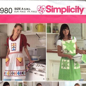 Sewing pattern-Women's Patchwork Apron-5 views-Full and Half-Simplicity 2980