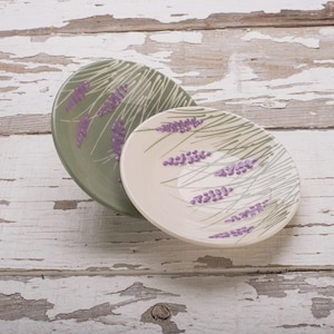 Lavendelsauce Schüssel & kleine Teller, weiße und grüne Keramik Geschirr, Honig Topf oder Eis Schüssel Geschirr, neue Hausbesitzer Geschenk