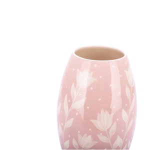Tulip Vase, Ceramic Vase, Handmade Vase, Pottery Vase, Pink and White, Tulips image 4