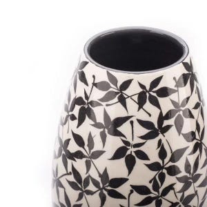 Handgegooide vaas, zwart-witte vaas, hoge bloemenvaas, rustieke vaas, handgemaakt primitief herfstdecor, cadeau nieuwe huiseigenaar afbeelding 6