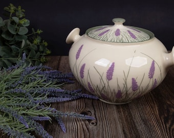 Casserole, Ceramic Casserole, Handmade Casserole, Pottery Casserole, Green and White, Lavender