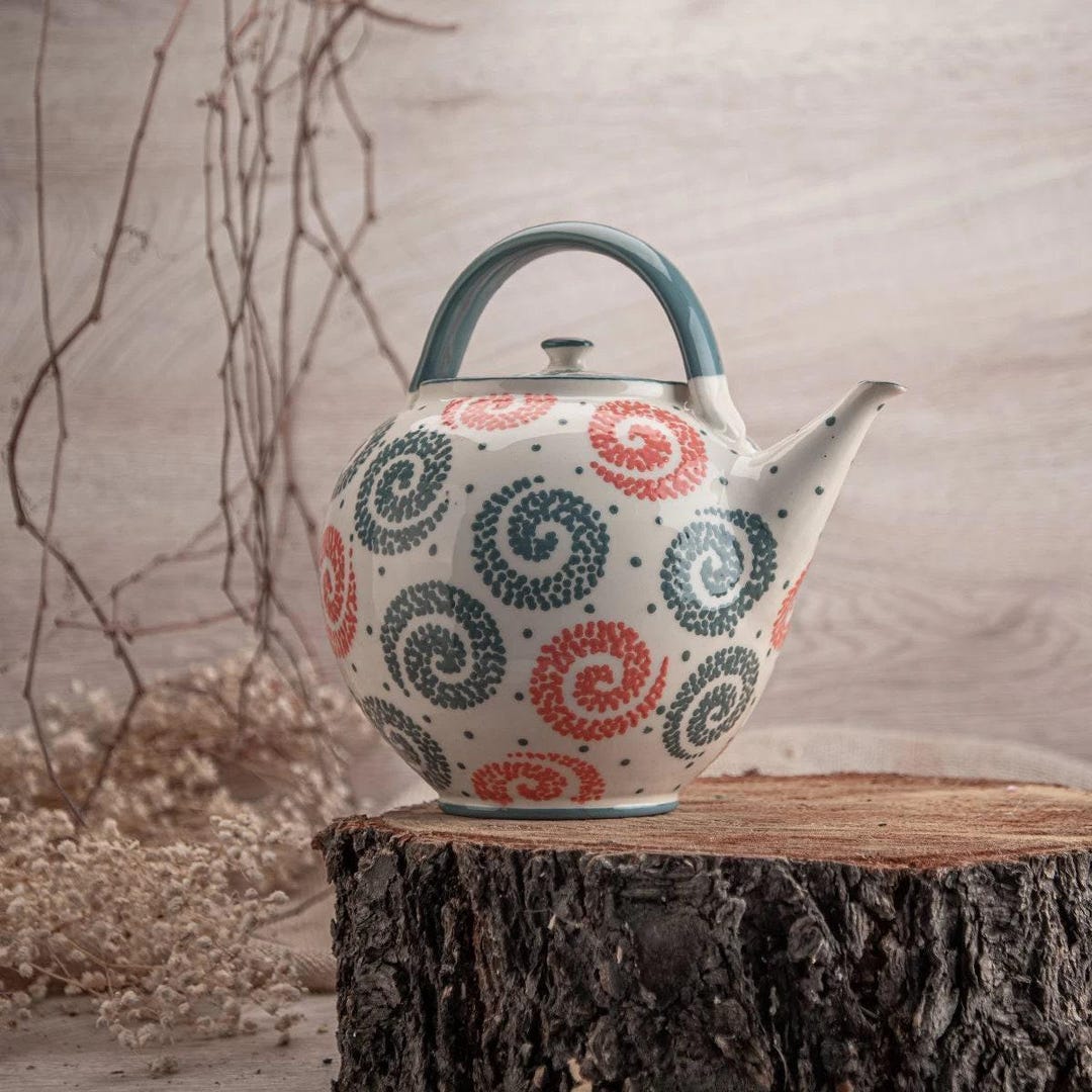 Unique Ceramic Teapot With Spirals, Primitive Fall Decor, Rustic Tea ...