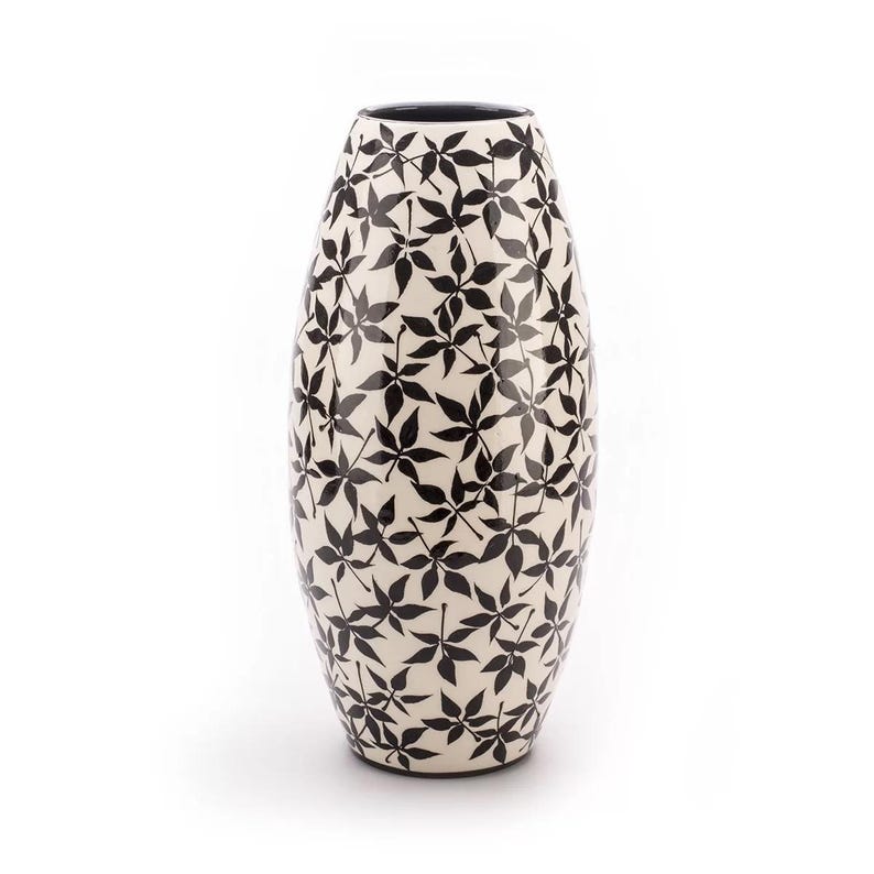 Hand Thrown Vase, Black and White Vase, Tall Flower Vase, Rustic Vase, Handmade Primitive Fall Decor, New Homeowner Gift