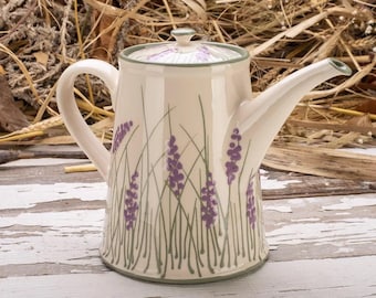 Lavender Teapot, Ceramic Teapot, Handmade Teapot, Pottery Teapot, Green and White, Gift for Tea Lovers, New Homeowner Gift