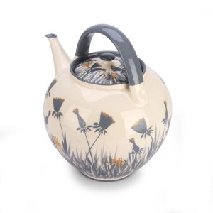 Teapot, Ceramic Teapot, Handmade Teapot, Pottery Teapot, Gray and White, Dandelion image 3