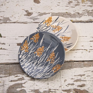 Small Saucer, Ceramic Saucer, Pottery Saucer, Handmade Saucer, Coffee and Tea Accessories, Gray and White, Summer Grass