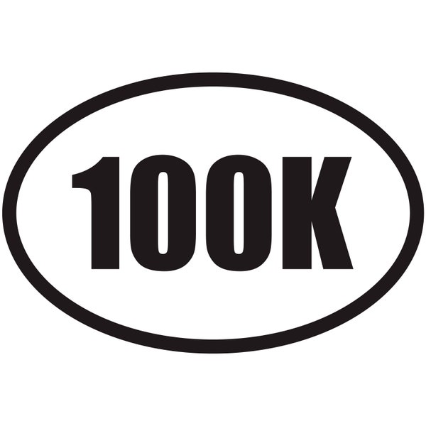 100K Full Marathon Ultramarathon Euro Oval Running Vinyl Decal Car Window Sticker V2 Select Color/Size