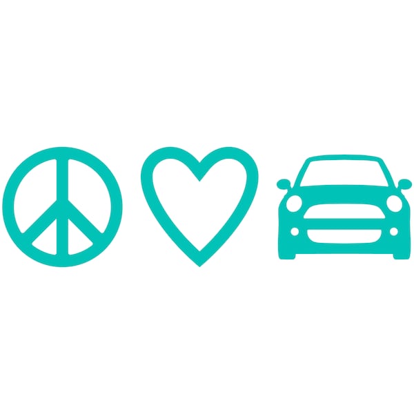 Peace Love Mini Cooper Vinyl Decal Car Window Bumper Sticker