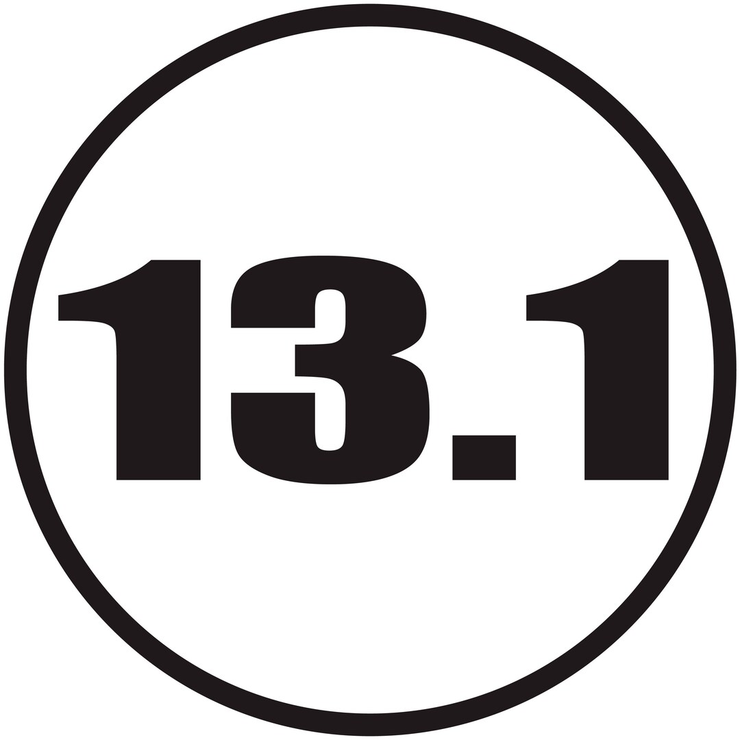 13.1 Half Marathon Running Solid Oval Single Color Transfer Type Decal – & ShirtMama