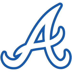 May include: A blue outline of the letter "A" in a stylized font. The letter is curved and has a unique design.