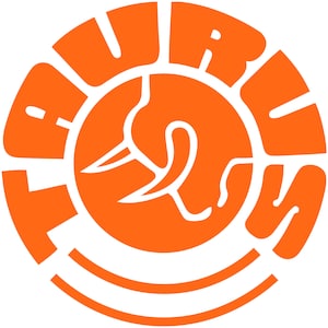 May include: Orange circle with the word "OUR" in the top half and the word "TOWN" in the bottom half. The word "RUN" is written in a circle around the outside of the circle.