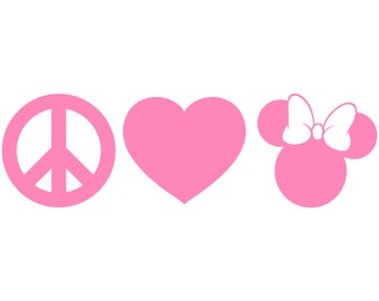 Peace Love MinnieVinyl Decal Car Window Bumper Sticker Disney Walt Land World Cute