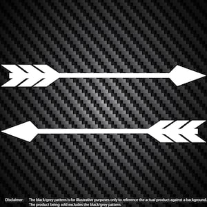 May include: Two white arrows pointing to the right on a black and gray carbon fiber background.