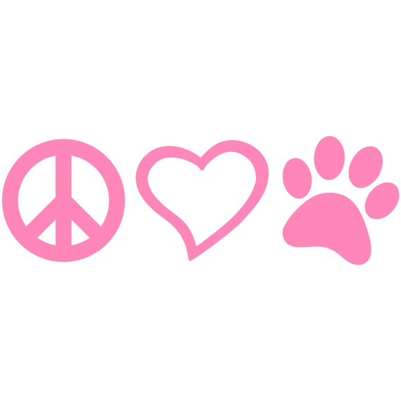 PEACE LOVE PAW Vinyl Car Decal – Cat Dog Animal Heart Sticker, Oracal 651